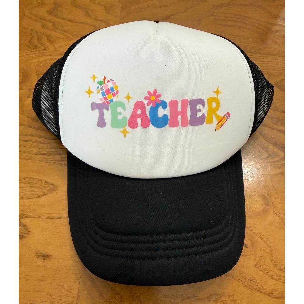 Making the Grade Teacher Trucker Hat Black White Mesh Snapback Cap New NWT